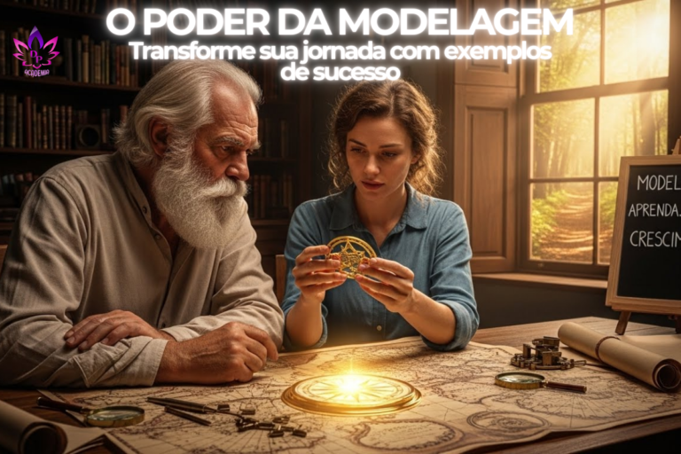 Mentor e aprendiz estudando um mapa com a técnica de modelagem.