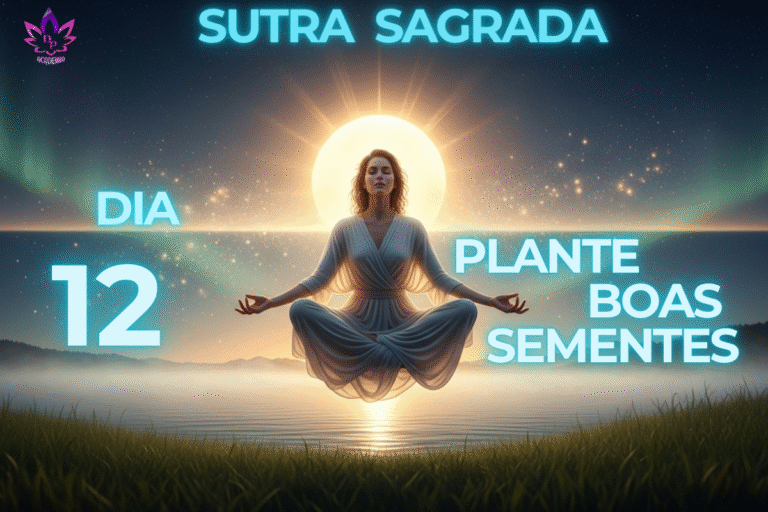 Ilustração de uma mulher plantando sementes de luz, simbolizando o uso da lei da atração para amor e prosperidade.