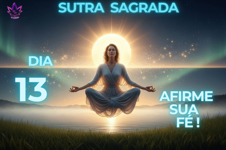 Mulher com os olhos fechados e expressão serena, usando afirmações positivas para fé e sentindo uma conexão divina.