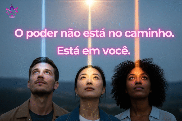 Analogia entre Salmos do Ocidente e Daimoku do Oriente, representando a conexão espiritual através de diferentes caminhos.