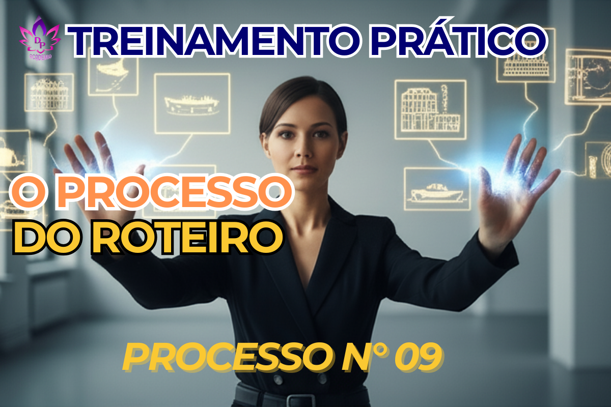 Imagem do Processo 09 de Abraham Hicks, O Processo do Roteiro. Mulher manifestando seus desejos, representando a técnica de escrever o futuro para criar a realidade.