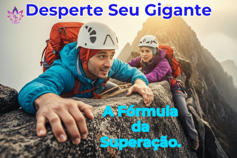Alpinistas aplicando as lições desperte seu gigante interior para superar desafios e alcançar o topo da montanha.