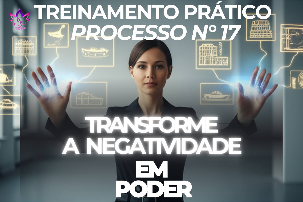 Imagem ilustrativa de como **transforme negatividade em poder** (Processo 17 de Abraham Hicks). Representa a mudança de foco e a retomada do controle emocional. Título da Imagem