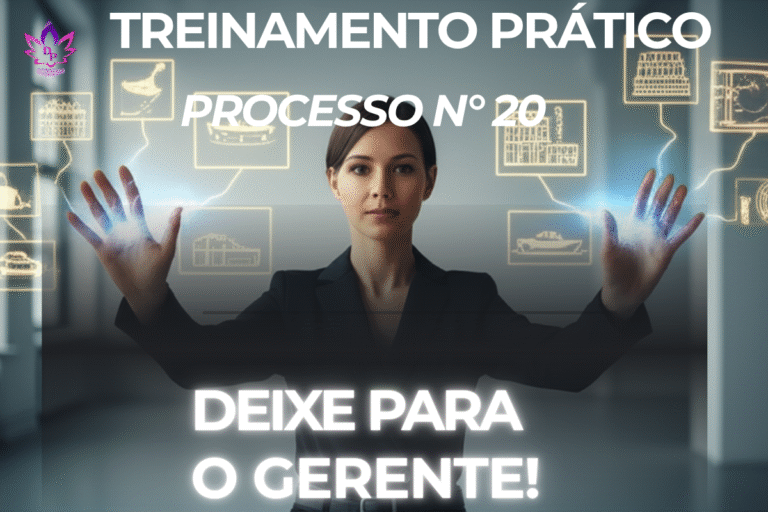 Imagem do Processo 20, **Deixe para o Gerente**. Mulher manifestando alívio, representando a delegação de tarefas para a Lei da Atração.