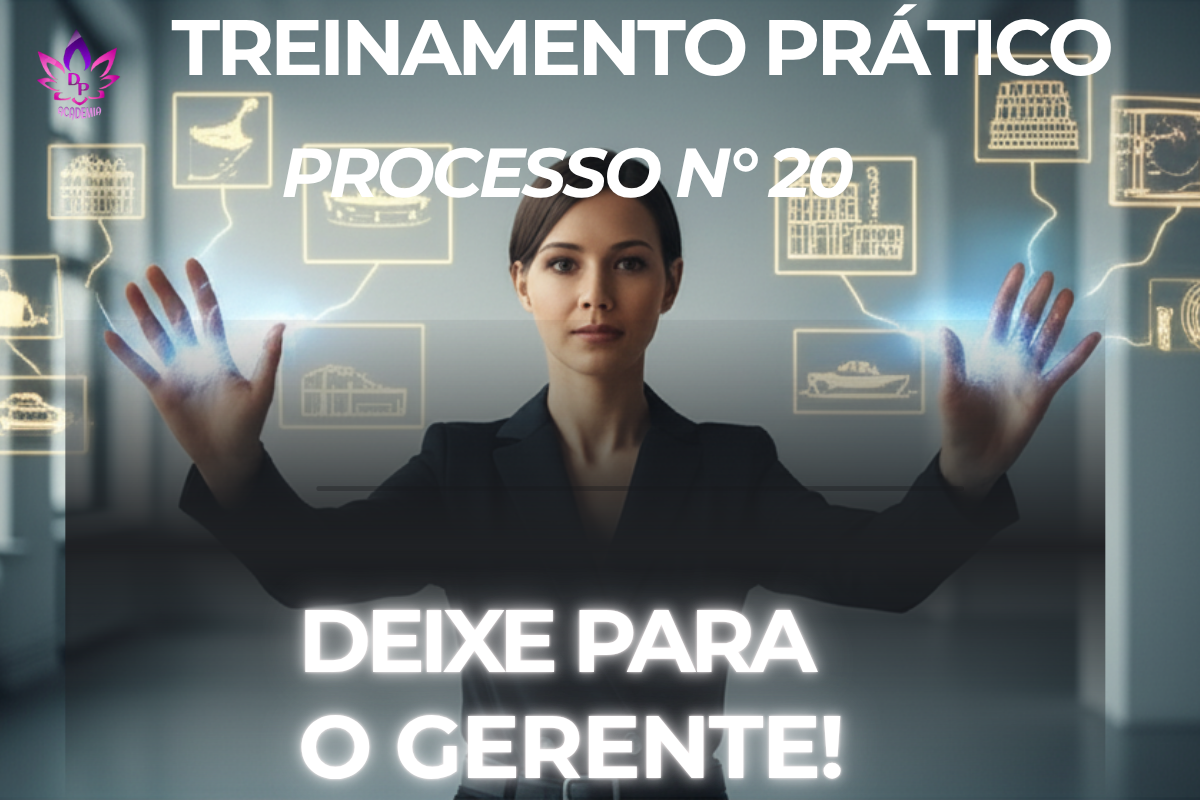 Imagem do Processo 20, **Deixe para o Gerente**. Mulher manifestando alívio, representando a delegação de tarefas para a Lei da Atração.