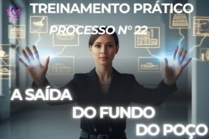 Imagem do Processo 22, **A Saída do Fundo do Poço**. Uma pessoa subindo uma escada, de um lugar escuro para a luz, simbolizando a superação do desespero e o encontro do alívio.