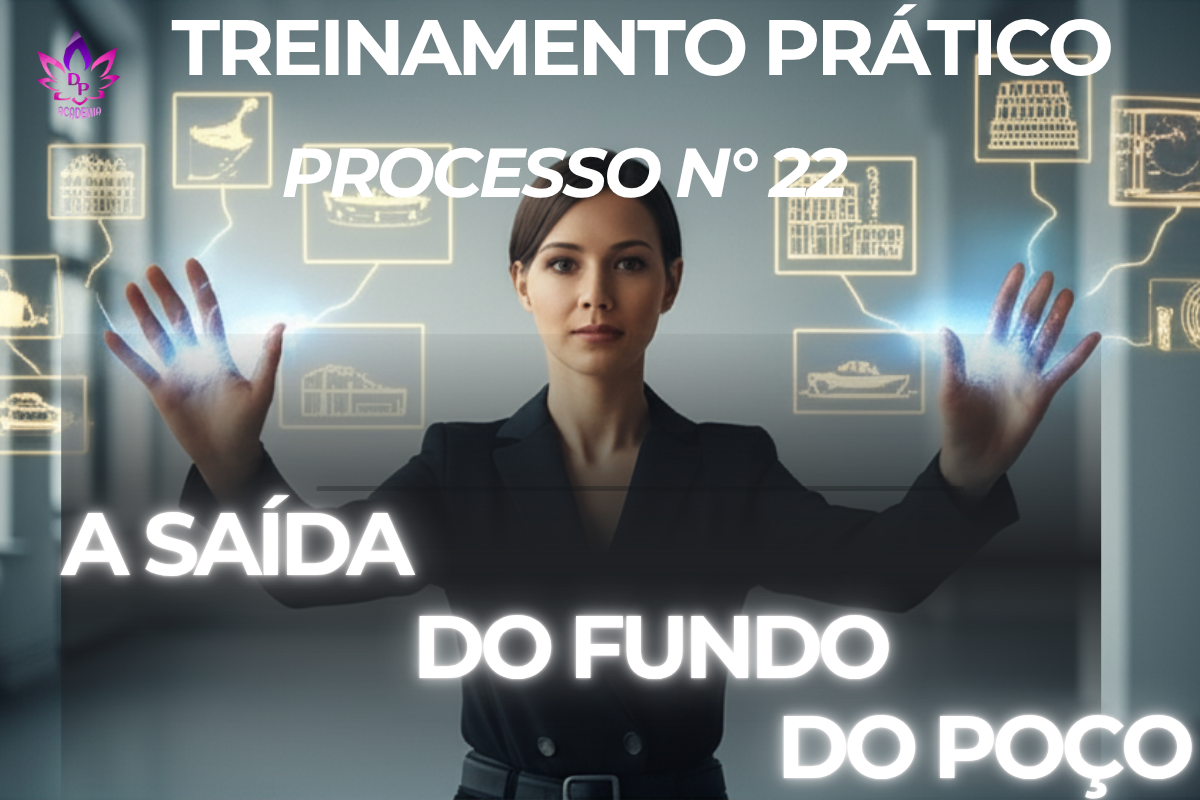 Imagem do Processo 22, **A Saída do Fundo do Poço**. Uma pessoa subindo uma escada, de um lugar escuro para a luz, simbolizando a superação do desespero e o encontro do alívio.