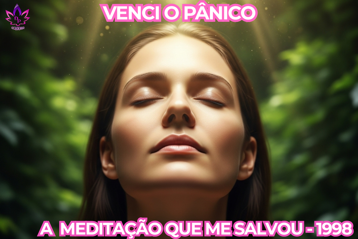 Mulher serena em meditação de cura e relaxamento, visualizando uma luz dourada num jardim, técnica de Brian Weiss para ansiedade.