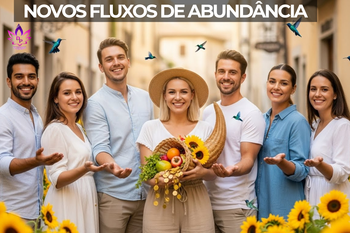 Novos Fluxos de Abundância: Grupo recebendo Riqueza com Cornucópia