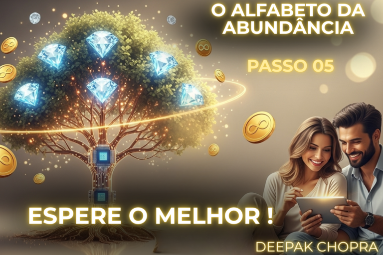 Alfabeto da Abundância Passo 05: Ilustração sobre a lei da expectativa, celebração do sucesso alheio e neurociência da manifestação.