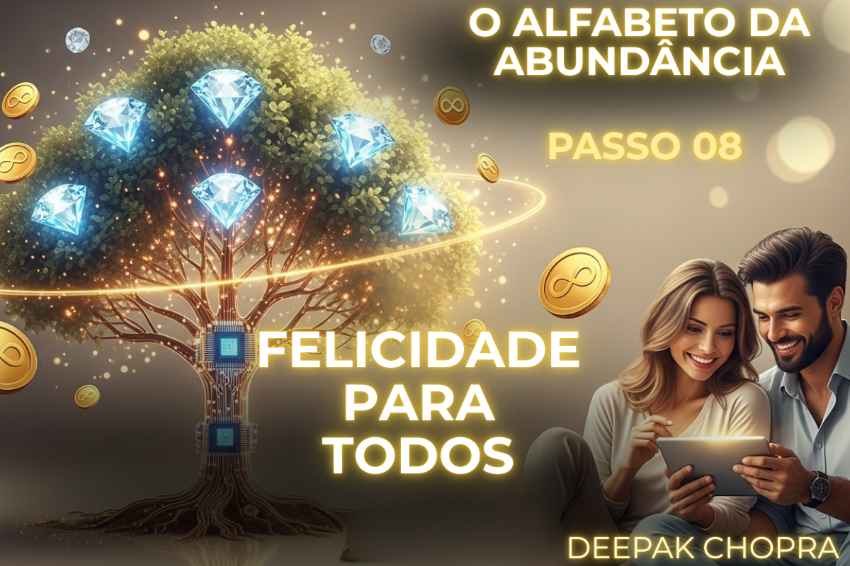Alfabeto da Abundância Passo 08: Zaira e Táric compreendendo a felicidade como a meta de todas as metas com Deepak Chopra.