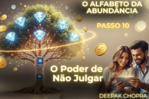 Zaira e Táric praticando o Alfabeto da Abundância Passo 10 para alcançar o silêncio da mente através do não julgamento na Academia DP.