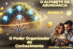 Zaira e Táric estudando o Alfabeto da Abundância Passo 11 e o poder organizador do conhecimento na Academia DP.