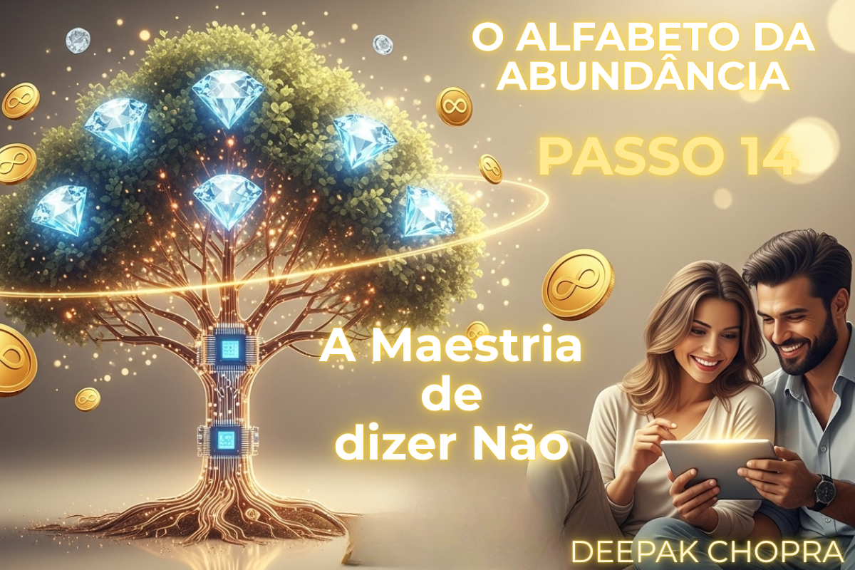 Zaira e Táric protegidos por um escudo de luz dourada contra a negatividade, representando o Alfabeto da Abundância Passo 14 na Academia Descobrindo Poderes.