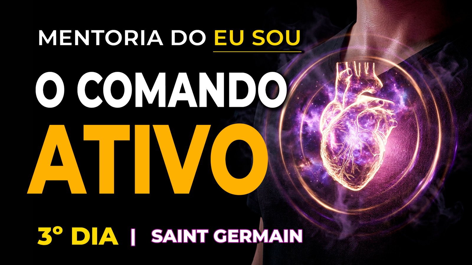 Homem com o peito iluminado representando a ativação cardíaca através dos decretos de Saint Germain.